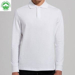 Polo Manche Longue Homme - Coton Piqué Blanc