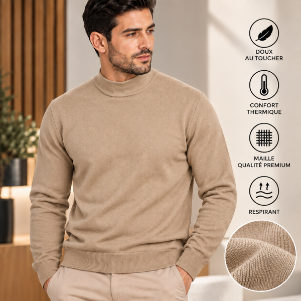 Pull Homme Col Cheminée en Maille Fine – 665BG