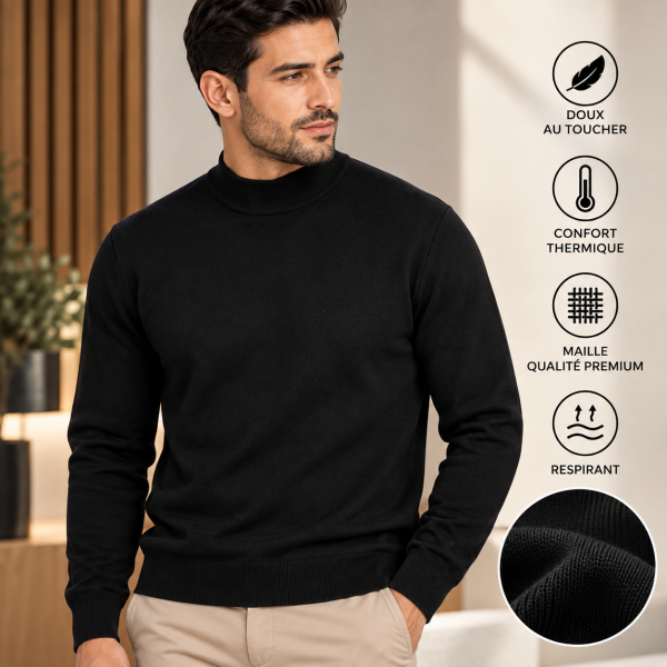 Pull Homme Col Cheminée en Maille Fine – 665N