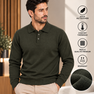 Pull Homme Col Polo en Maille Fine – Élégant et Confortable 888V