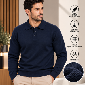Pull Homme Col Polo en Maille Fine – Élégant et Confortable 888B