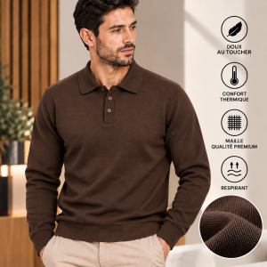 Pull Homme Col Polo en Maille Fine – Élégant et Confortable 888M