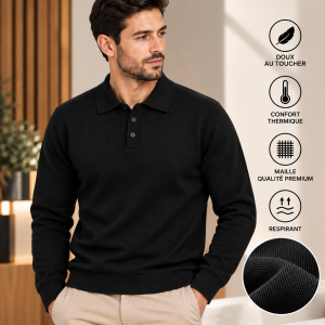 Pull Homme Col Polo en Maille Fine – Élégant et Confortable 888N