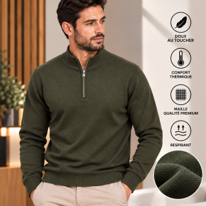 Pull Homme Demi-Zip en Maille – Style Élégant 822V