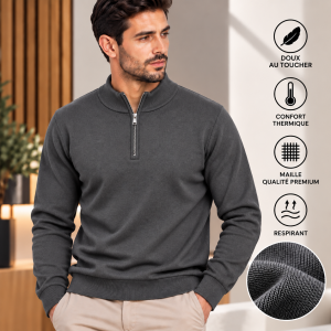 Pull Homme Demi-Zip en Maille – Style Élégant 822G