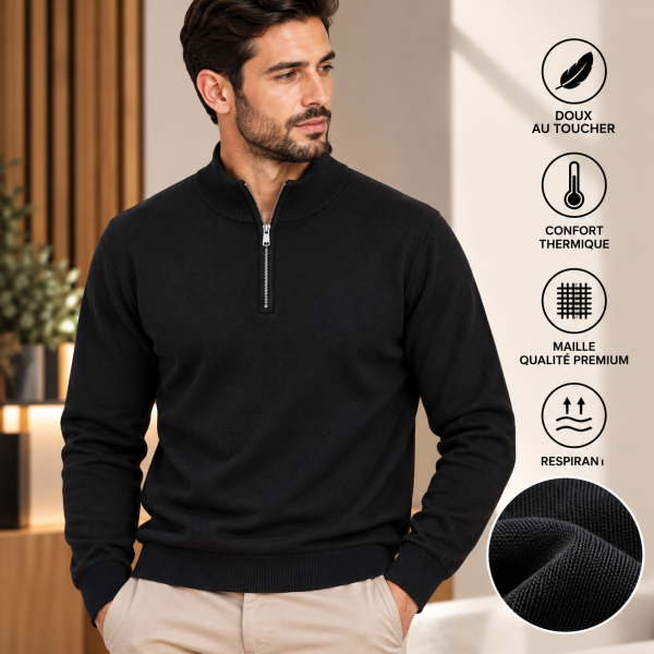 Pull Homme Demi-Zip en Maille – Style Élégant 822N Pull Homme Demi-Zip en Maille – Style Élégant 822N