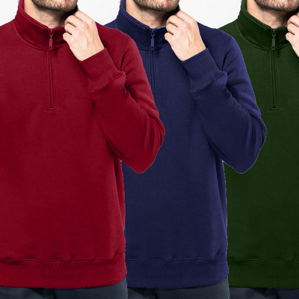 Sweat homme col zippé – Confort et style décontracté 3112