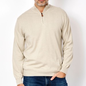 Pull Homme Demi-Zippé Beige - Élégance et Confort  C1600