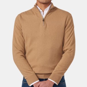 Pull Homme Demi-Zippé Tabac - Élégance et Confort  TR055