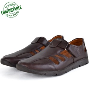 Sandales  confortables 100% cuir Marron LO-40-SM1