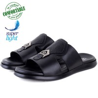 Sandales Pour Homme Très Confortable 100% cuir Noir 009N
