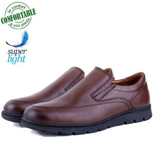 Chaussures Médicales 100% Cuir EXTRA Confortable  Tabac AZ-242T