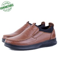 Chaussures Pour Homme 100% Cuir Médical Tabac NJ-3024T