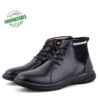 Boots confortables Pour Homme 100% cuir noir  KW-760CN