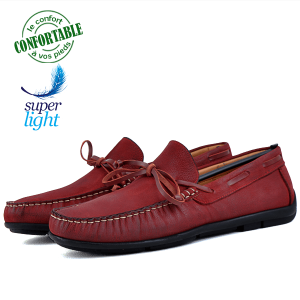 Mocassins Pour Homme Très Confortable 100% cuir Bordeaux KW-046B