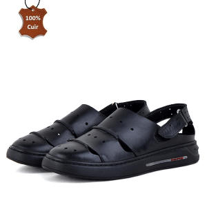 Sandales Très Chic Pour Enfants extra confortable en cuir Noir  KW-341EN