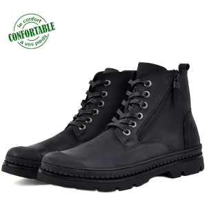 Bottines Très Chic Pour Homme extra confortable en cuir Noir  KW-540N