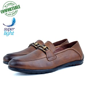 Mocassins confortables 100% cuir Tabac KW-810T