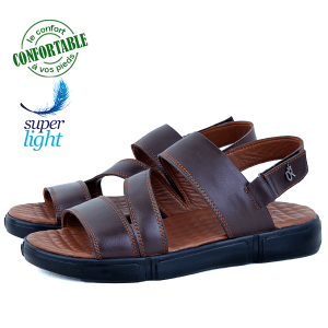 Sandales  Pour Homme Confortable 100% cuir Marron  LO-038M