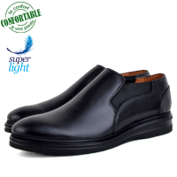 Chaussures 100% Cuir CRUST Pour Homme extra confortable Noire LO-084NW