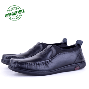 Chaussures Médicales Pour Homme 100% Cuir EXTRA Confortable Noir NJ-2198N