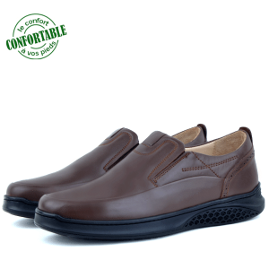 Chaussures Pour Homme 100% Cuir Médical Marron NJ-3006M