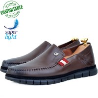 Chaussures Médicales confortables 100% cuir Marron KW-034M