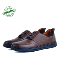 Chaussures Médicales confortables 100% cuir Marron KW-322M
