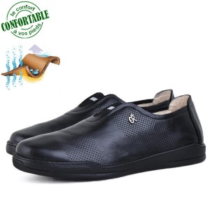 Ballerine homme confortables 100% cuir noir KW-664N