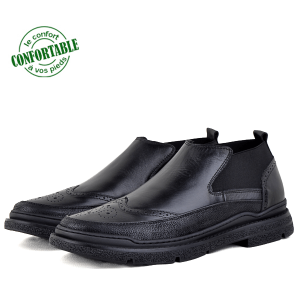 Bottines Confortables Pour Homme 100% Cuir Noir  KW-925W