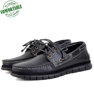 Chaussure Bateau Confortable en Cuir KW-010CNW