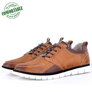 Basket confortable 100% Cuir tabac KW-770T